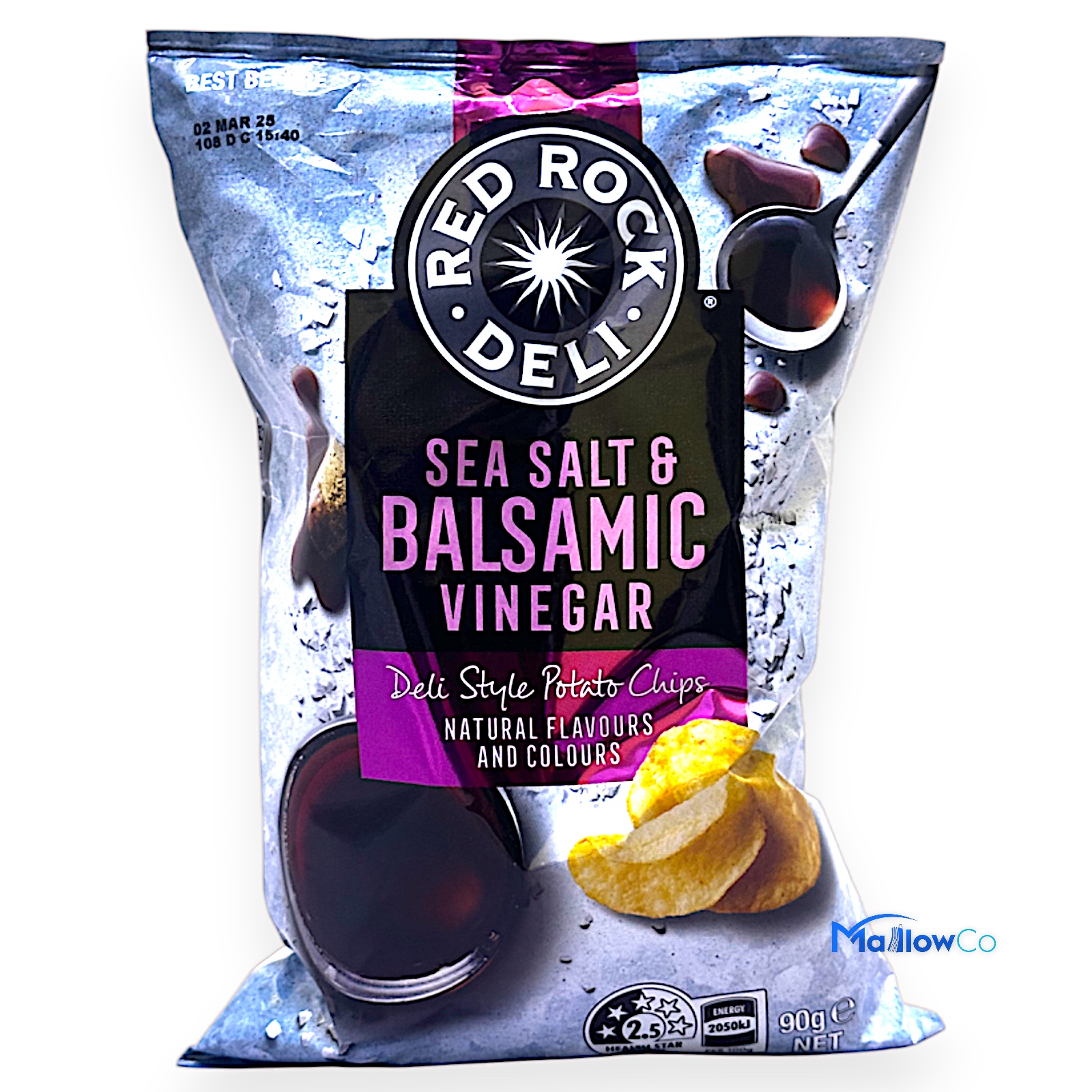 Red Rock Deli Sea Salt & Balsamic Vinegar Potato Chips – Premium Deli-Style Snack - Cosmetics & Health 90gm - Image 1