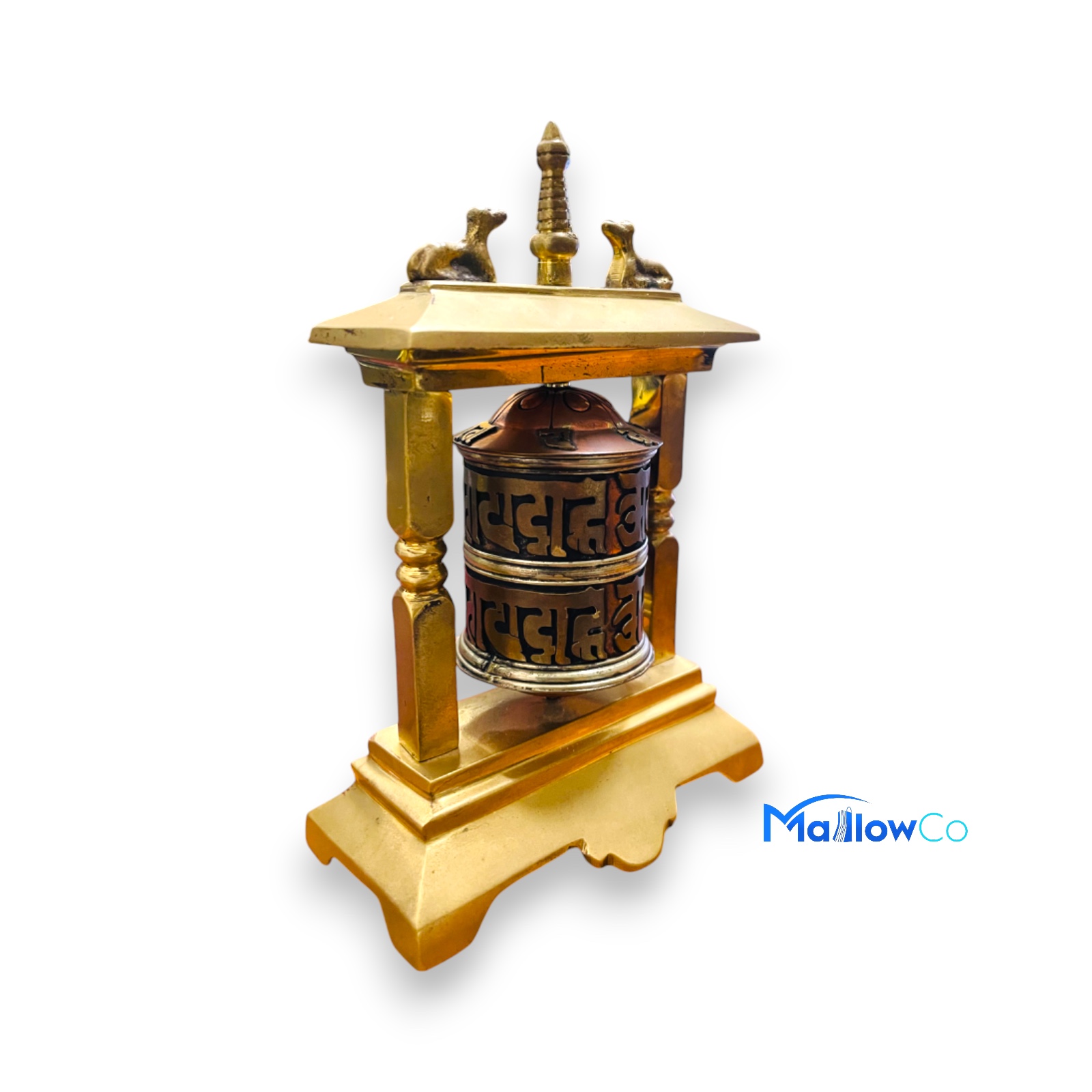 Buddhist Prayer Wheel With Frame Brass - Festive & Occasions 1pcs - Image 2