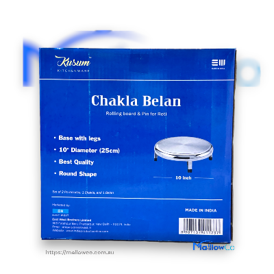 Stainless Steel Chakla Belan Roti Belan Rolling Pin Round Pastry Board 25cm Diameter - Kitchen & Utensils 1pcs