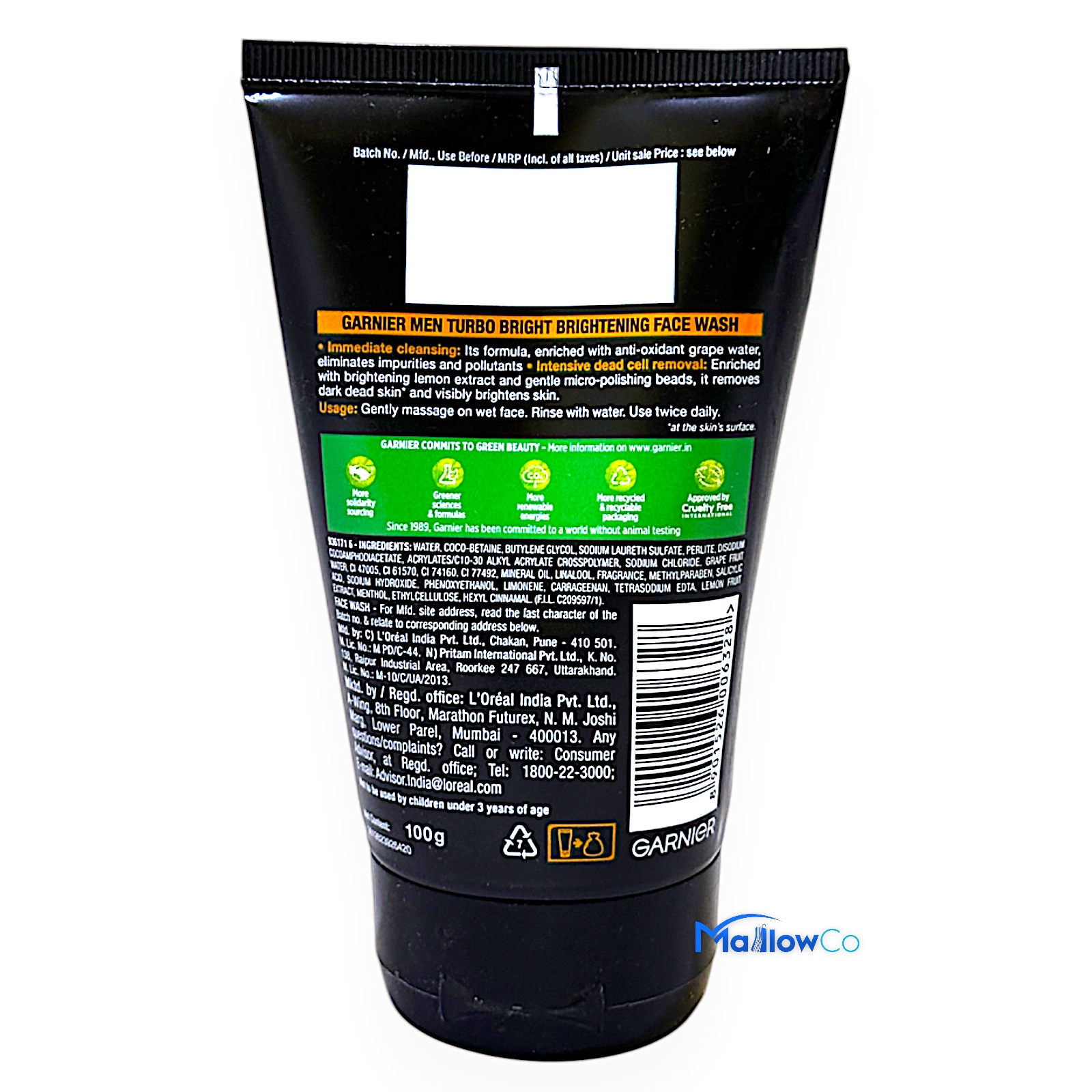 Garnier Men Turbo Bright Facewash - Cosmetics & Health 100gm