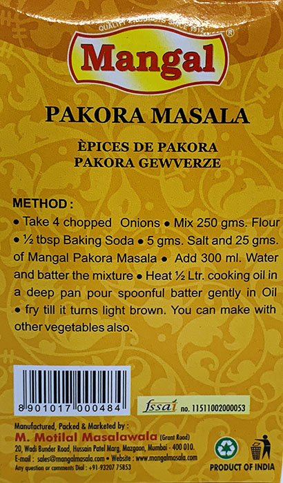 Mangal Pakora masala - Spices & Premix 1pcs by Mangal - Image 2