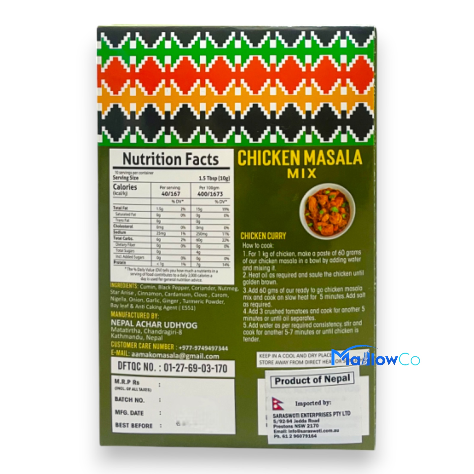 Aama Ko Masala Chicken Masala Mix 100g  Ready to Cook | Product of Nepal - Spices & Premix 1pcs by Aamako Achar - Image 3