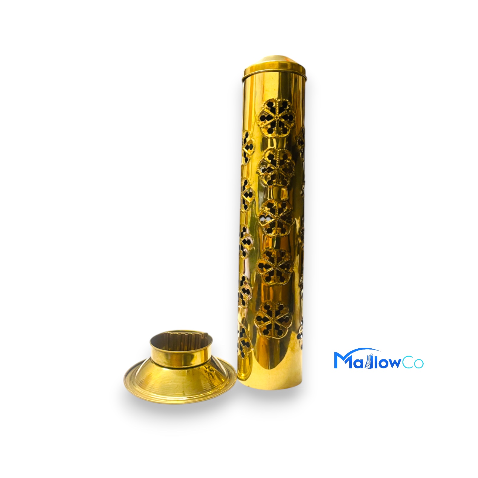 Brass Agarbatti Stand with Ash Catcher 10 inch - Festive & Occasions 1pcs - Image 1
