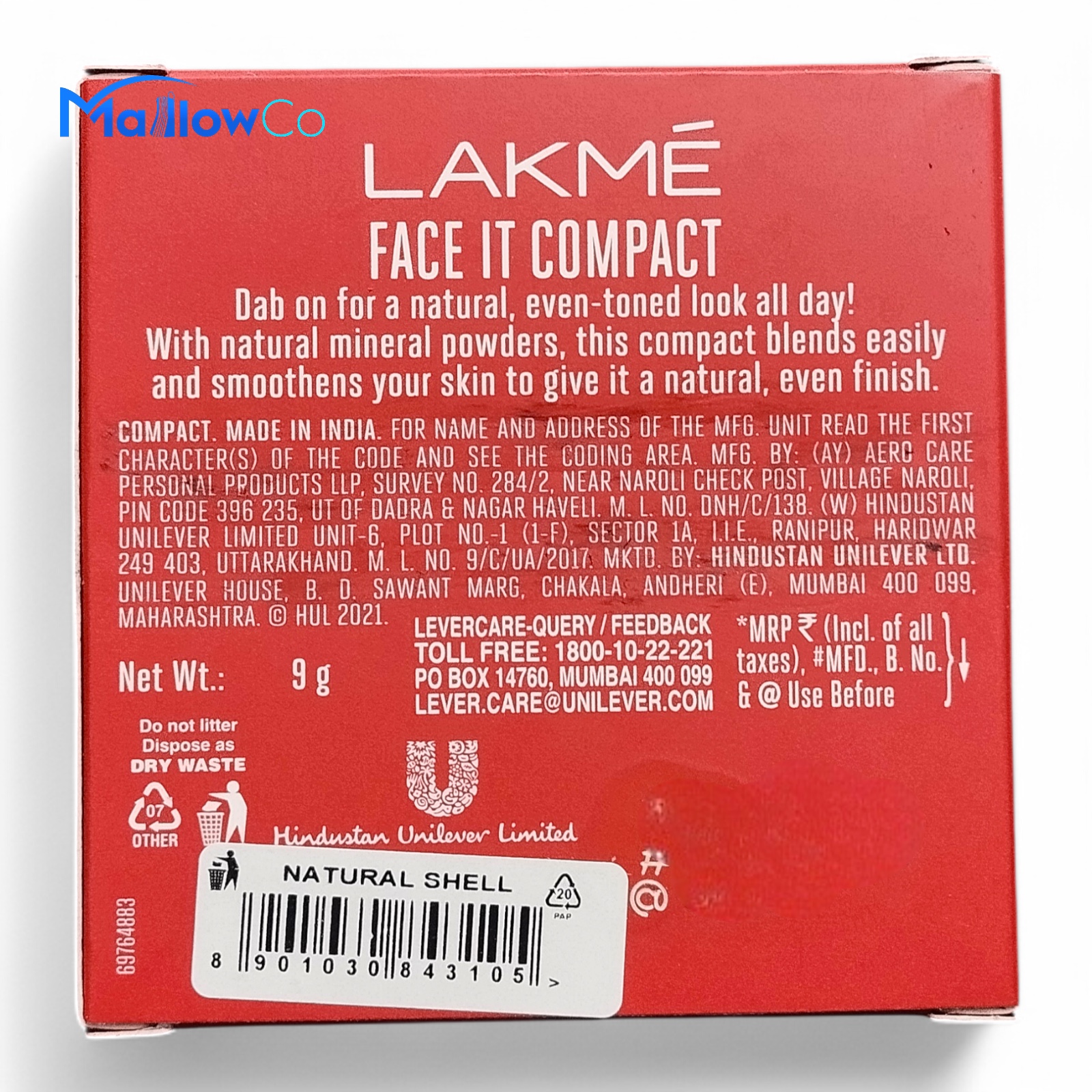 Lakme Face IT Compact Natural Shell - Cosmetics & Health 1pcs - Image 1