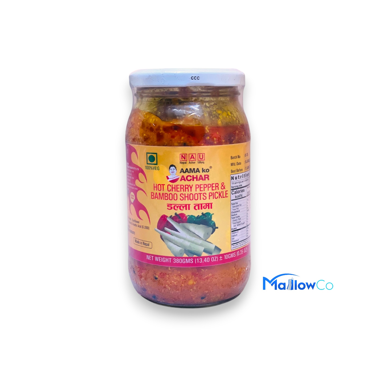 Aamako Hot Cherry Pepper and Bamboo Shoots Pickle - Spices & Premix 1pcs by Aamako Achar - Image 1