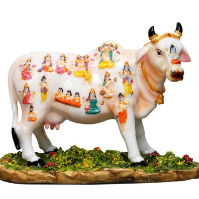 Hand-Painted Kamdhenu Cow Idol - Divine Gau Mata Statue